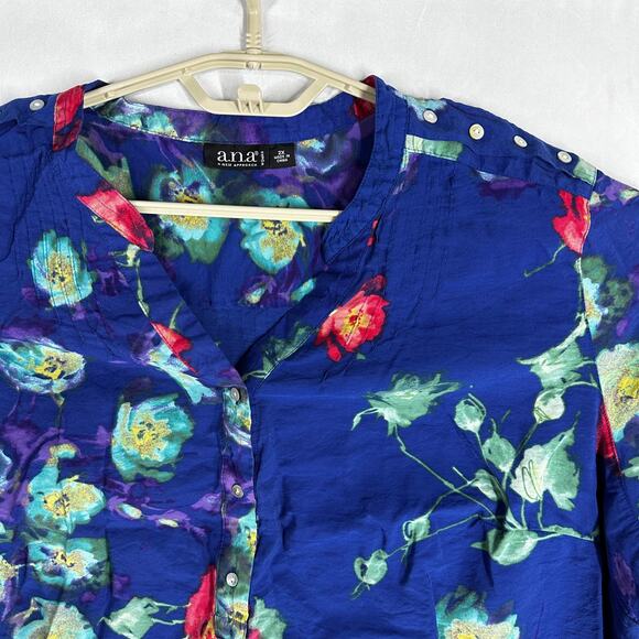 a new approach ANA Top Womens Plus 2X Blue Green Pink Floral Lightweight Casual - Picture 5 of 8